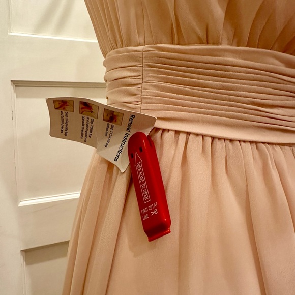 Ieena for MacDuggal High Neck Chiffon Gown Maxi Dress Blush Size 6 NWT - Picture 2 of 9